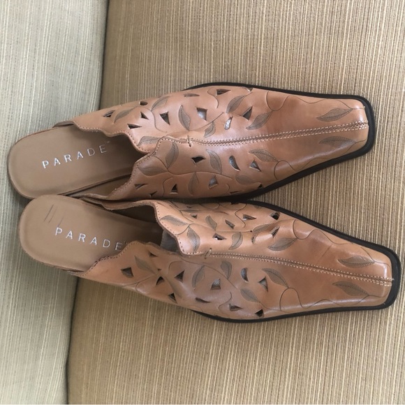 Fall Leather Cut out Pointed Toe Square Toe Vintage Heels Mules Y2K - Picture 3 of 7